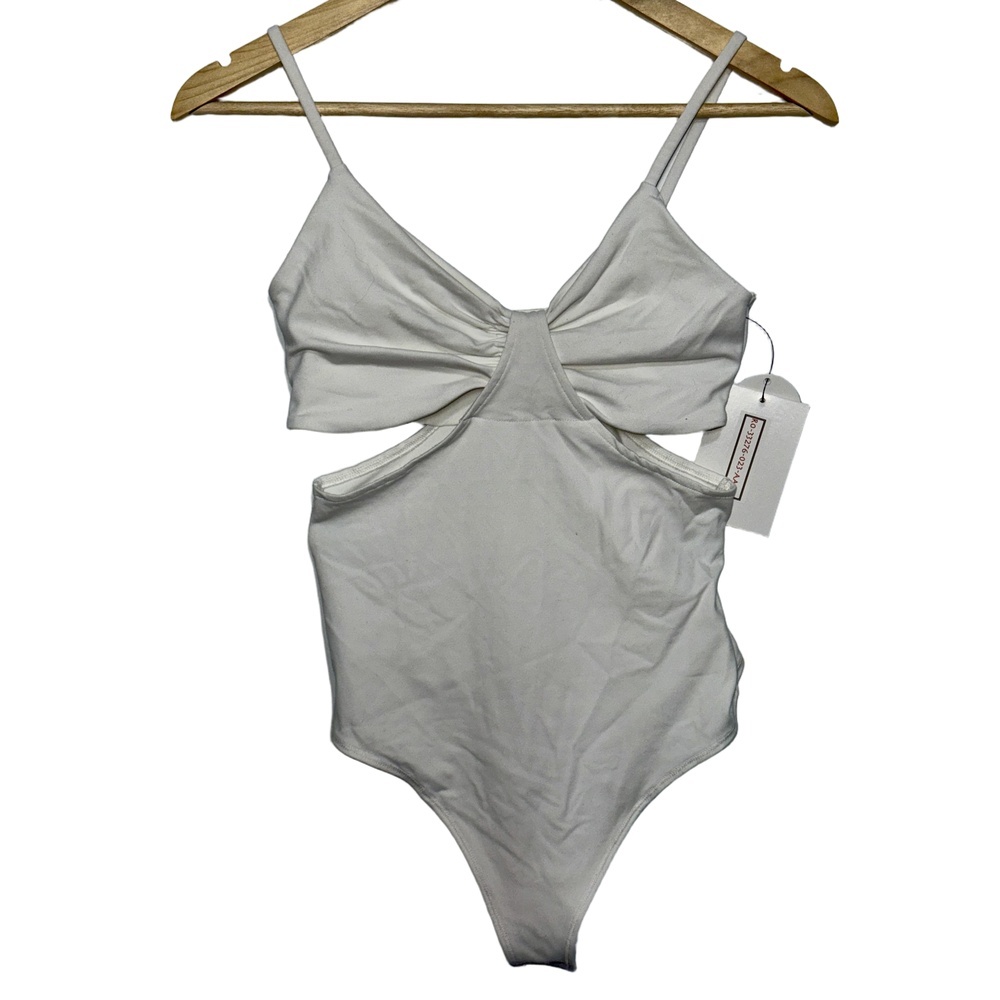 Abercrombie & Fitch Soft A&F Collection White Cutout Tank Bodysuit Womens Size S